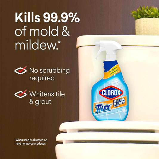 plus Tilex Mold and Mildew Remover with Bleach, Spray Bottle, 32 Fluid Ounces, Unscented, Pack of 3