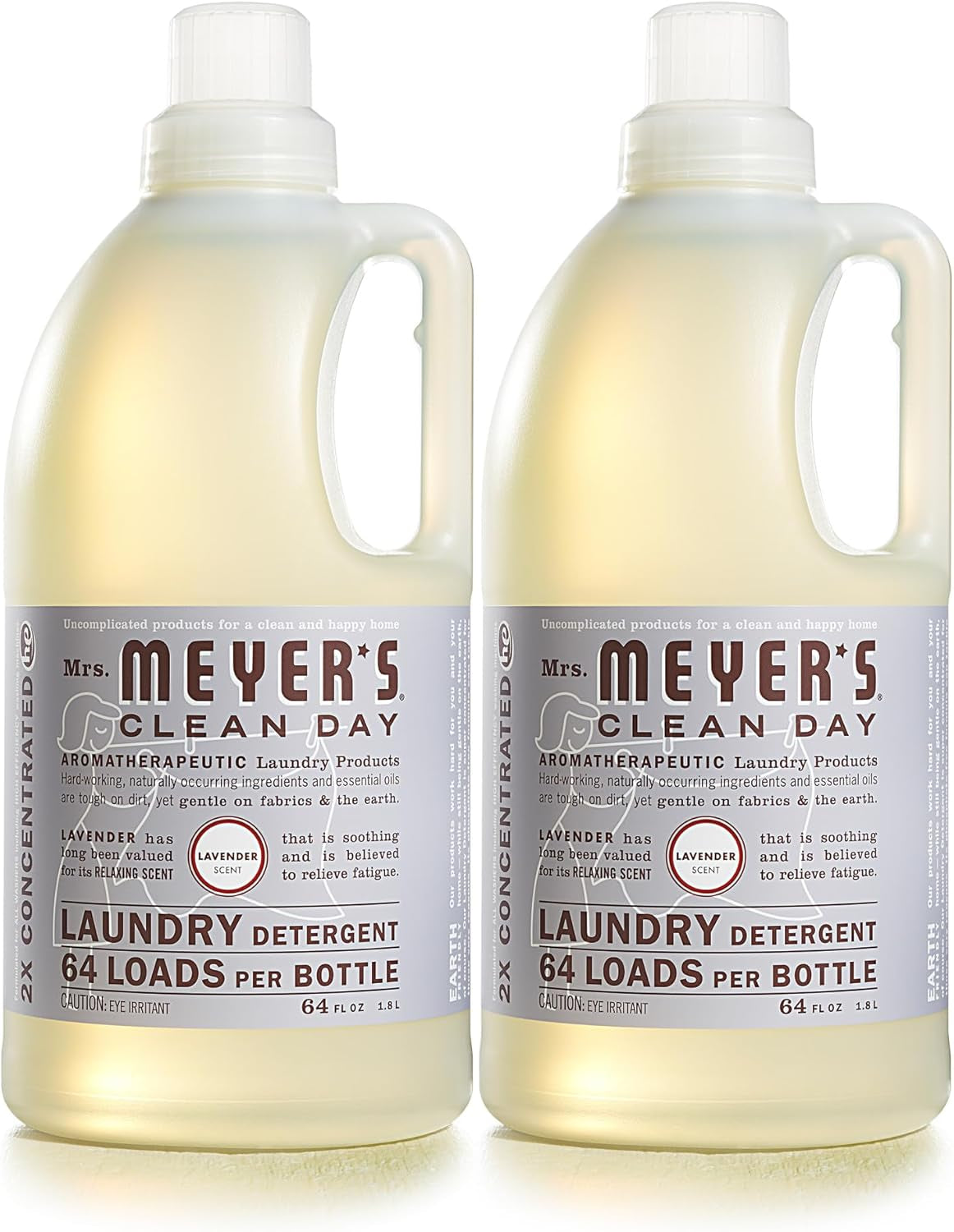 MRS. MEYER'S CLEAN DAY Liquid Laundry Detergent, Cruelty Free, Lavender Scent, 64 Oz- Pack of 2