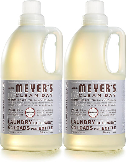 MRS. MEYER'S CLEAN DAY Liquid Laundry Detergent, Cruelty Free, Lavender Scent, 64 Oz- Pack of 2