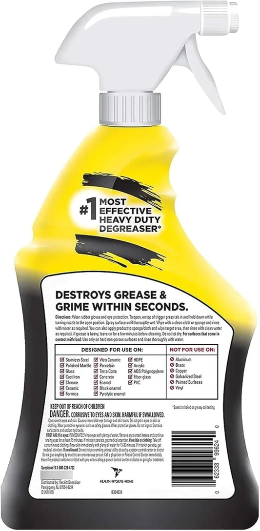 Heavy Duty Degreaser, Removes Grease & Grime, for Kitchen, Garage, Outdoor & More 32Oz