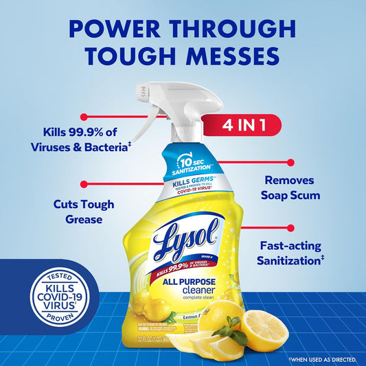 All Purpose Cleaner Spray, Multi-Purpose Disinfecting Spray, Kitchen & Bathroom Cleaner, Lemon Breeze Scent, 32 Fl Oz