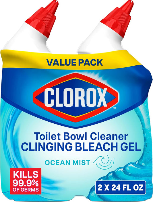 Toilet Bowl Cleaner Clinging Bleach Gel, Ocean Mist, 24 Fl Oz, Pack of 2 (Package May Vary)