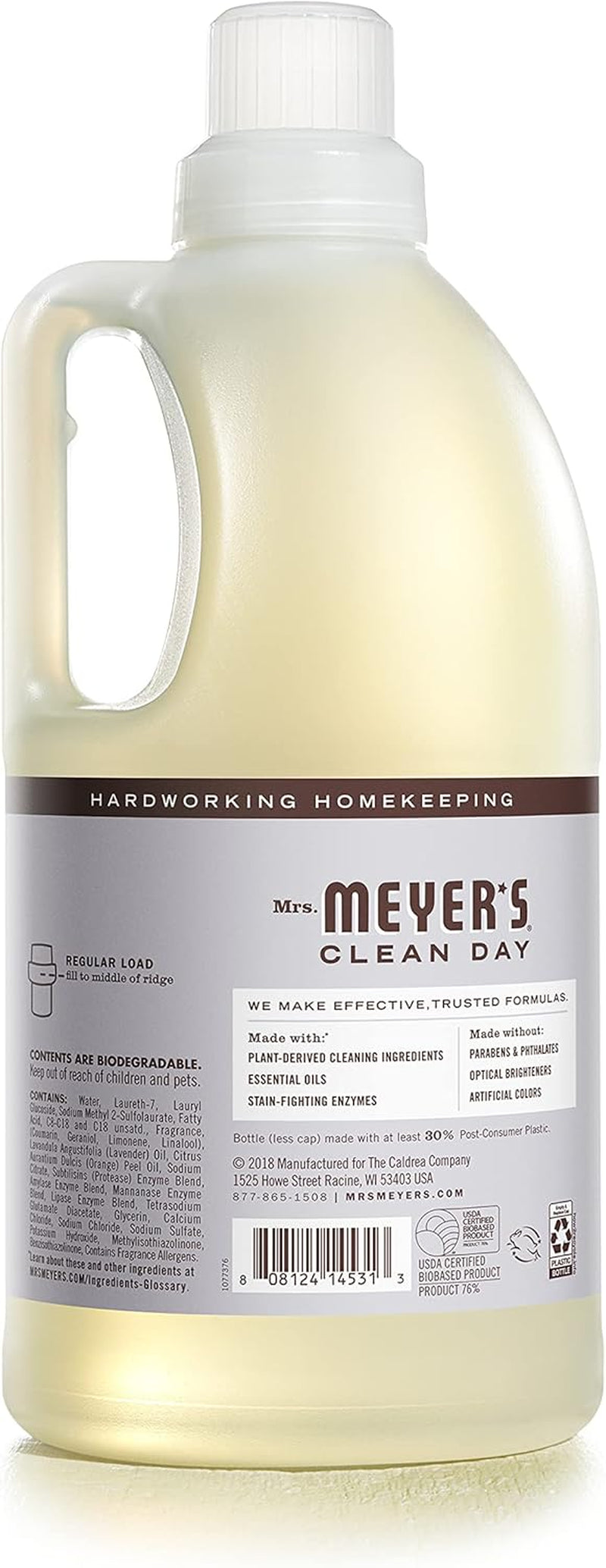 MRS. MEYER'S CLEAN DAY Liquid Laundry Detergent, Cruelty Free, Lavender Scent, 64 Oz- Pack of 2
