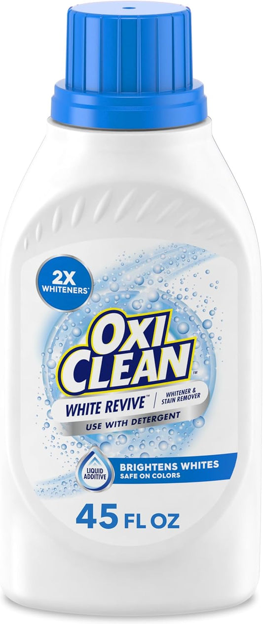 White Revive Whitener & Stain Remover Liquid Additive, Water-Activated Oxygen Bleach for Laundry, 45 Fl Oz