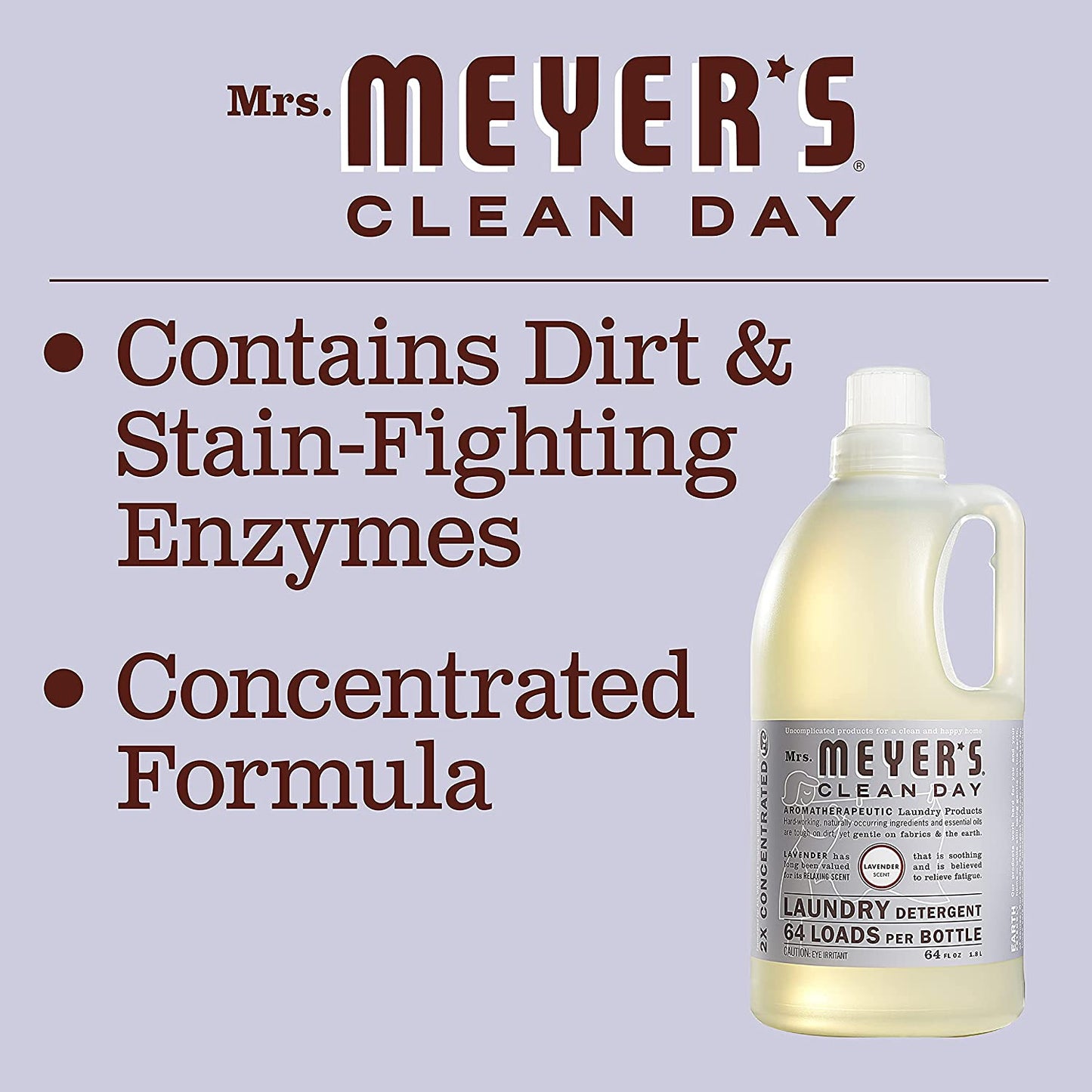 MRS. MEYER'S CLEAN DAY Liquid Laundry Detergent, Cruelty Free, Lavender Scent, 64 Oz- Pack of 2