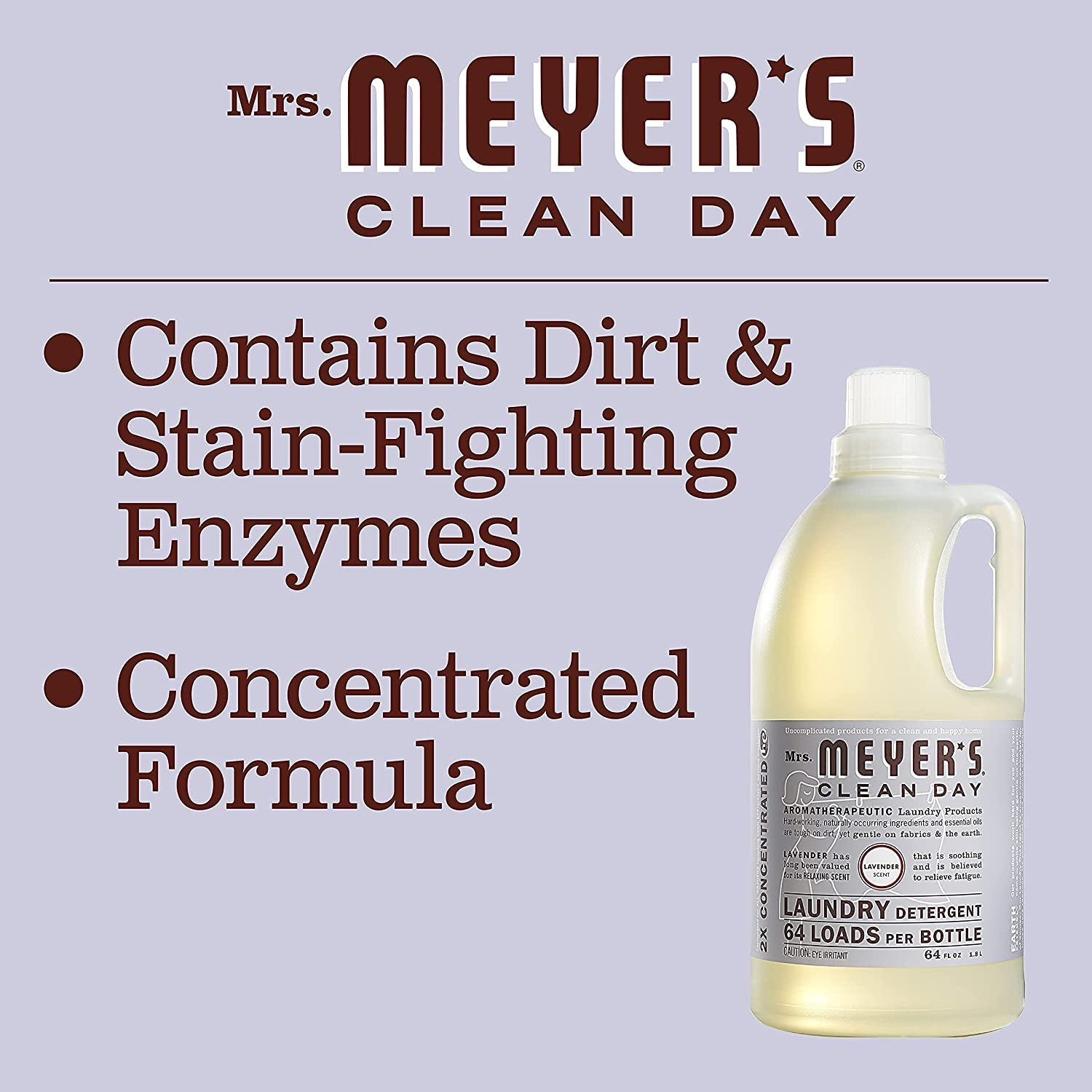 MRS. MEYER'S CLEAN DAY Liquid Laundry Detergent, Cruelty Free, Lavender Scent, 64 Oz- Pack of 2